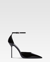 Ankle-strap pumps in ebony patent leather — Black