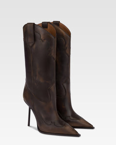 Stivali in pelle spazzolata ebano