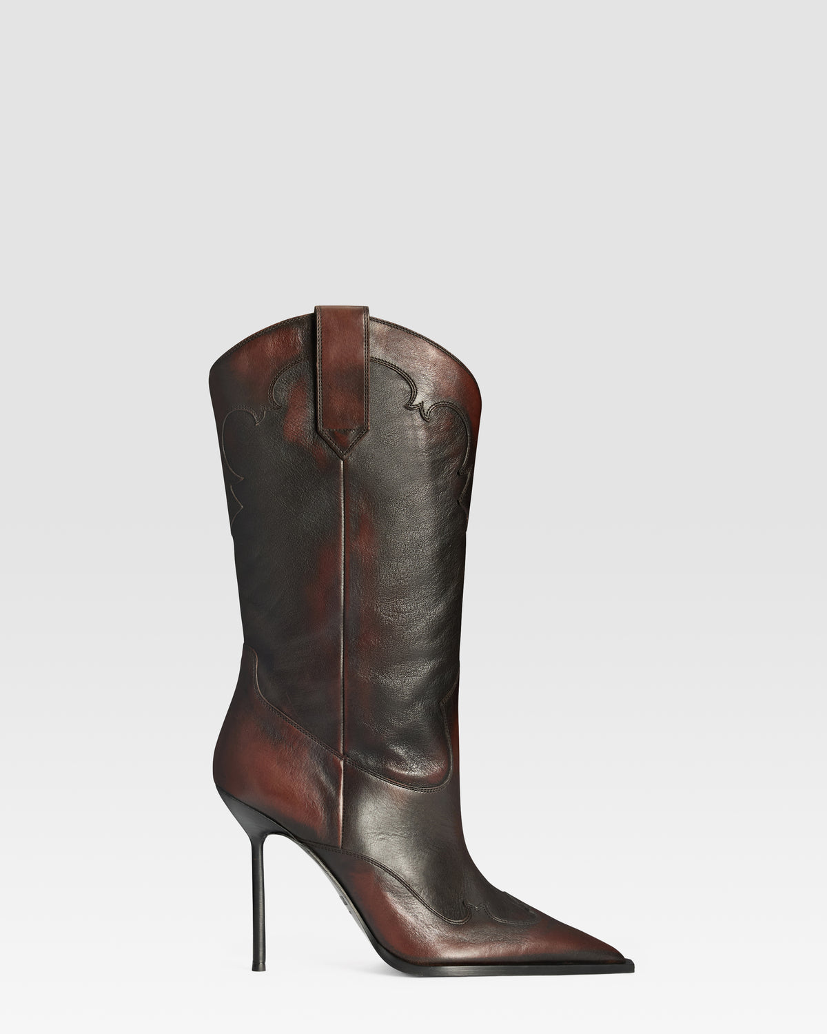 VINTAGE-EFFECT BRUSHED LEATHER BOOT