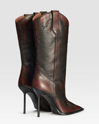 BOTTE EN CUIR BROSSE EFFET VINTAGE