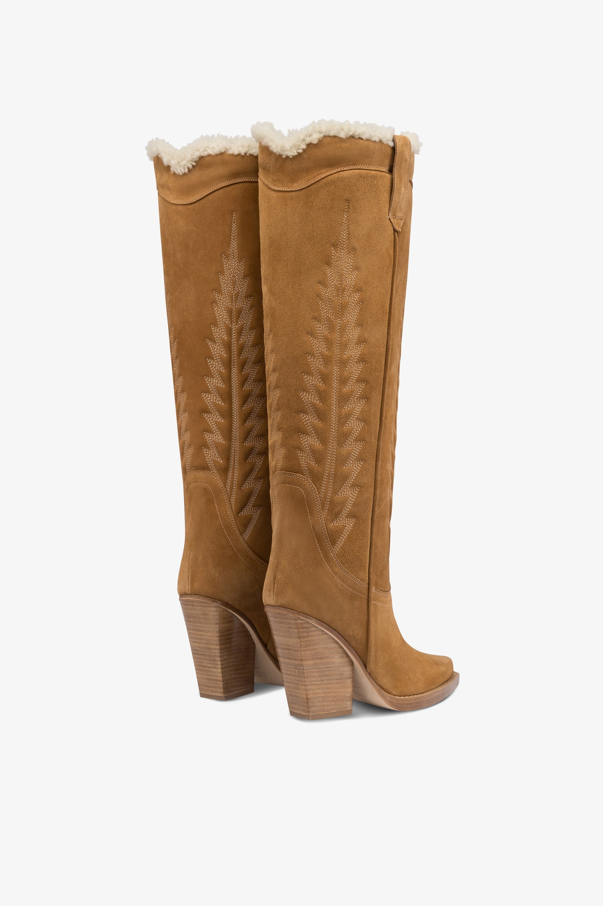 Texan boots in beige calf suede leather.