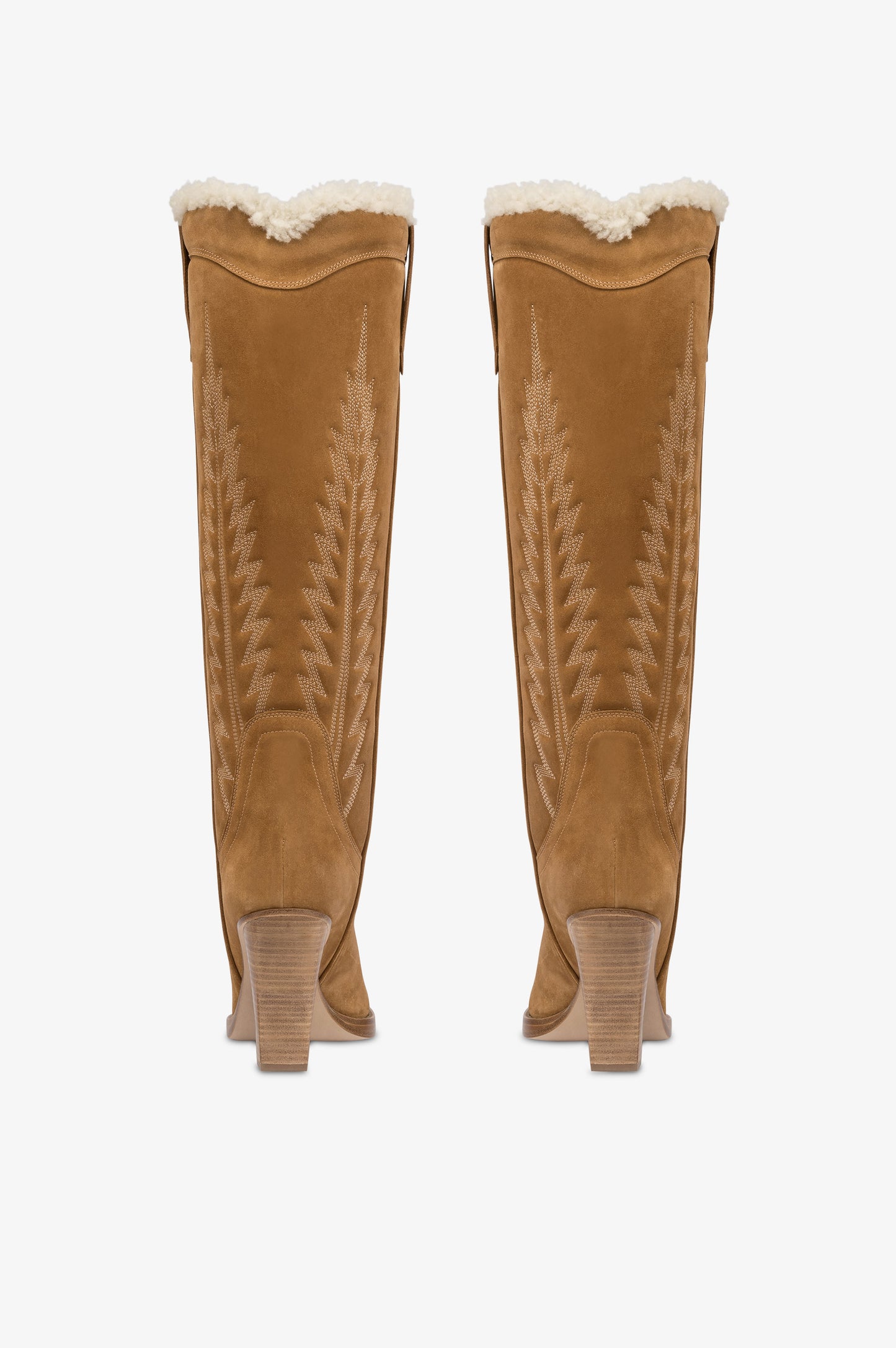 Texan boots in beige calf suede leather.