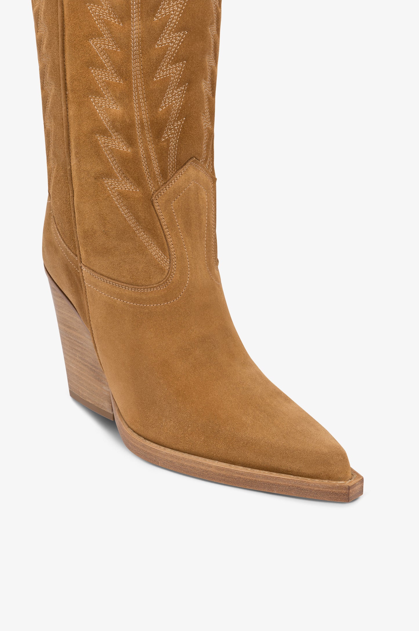 Texan boots in beige calf suede leather.