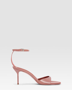 Ankle-strap sandals in Texas rose patent leather