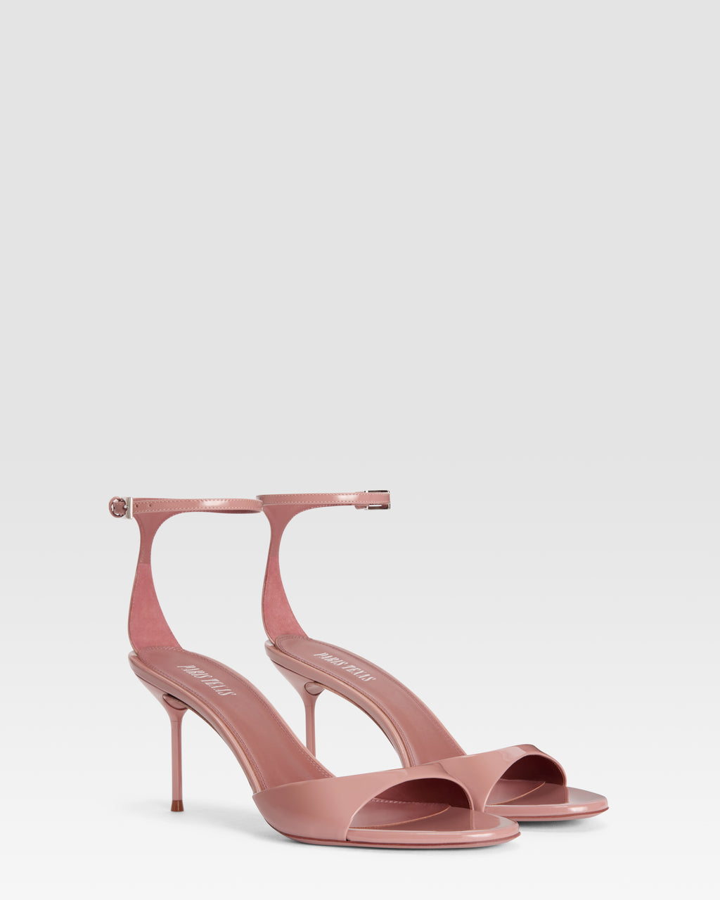 Ankle-strap sandals in Texas rose patent leather