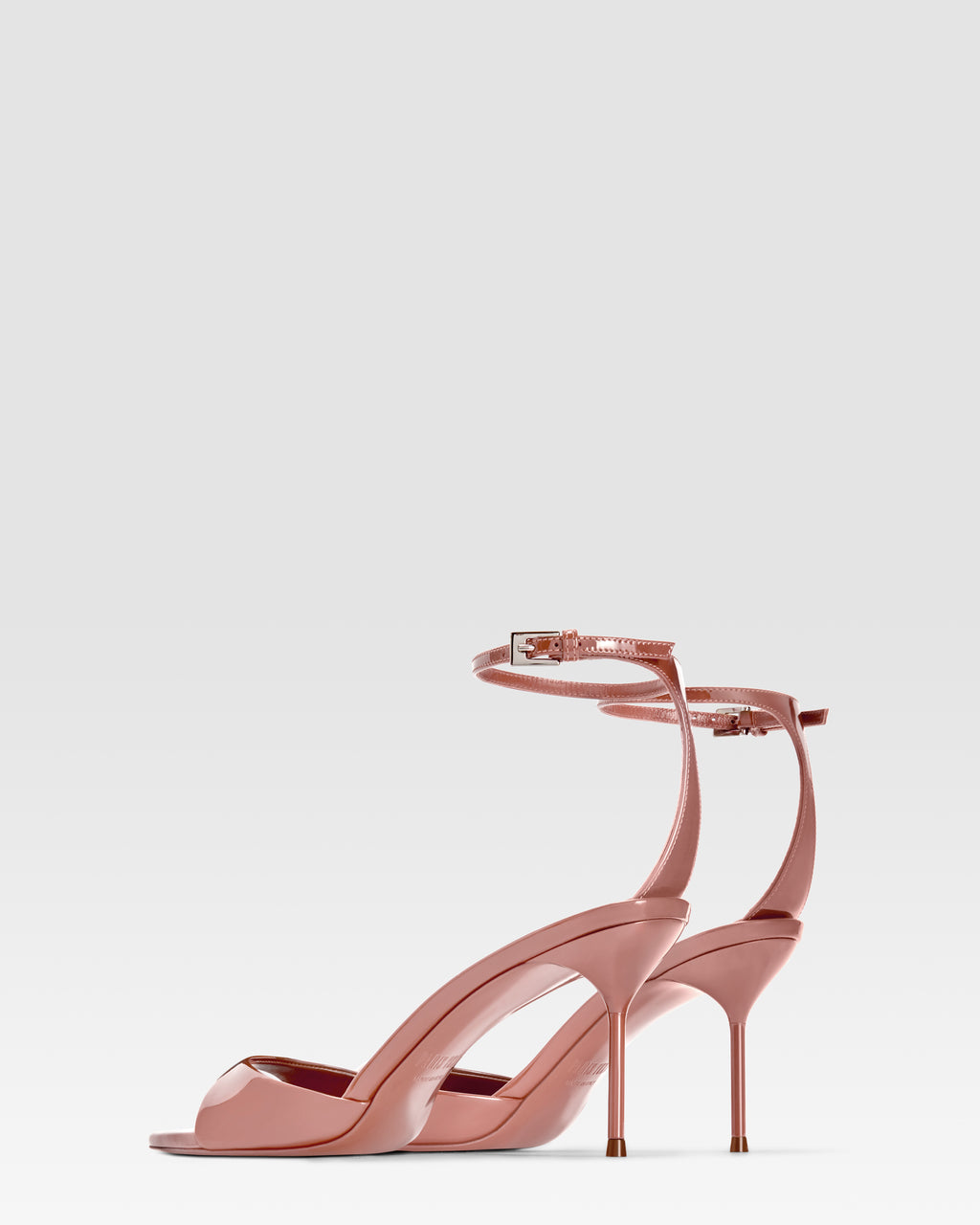 Ankle-strap sandals in Texas rose patent leather