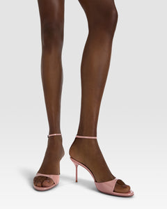 Ankle-strap sandals in Texas rose patent leather