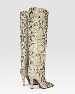 Boots in sand printed python leather