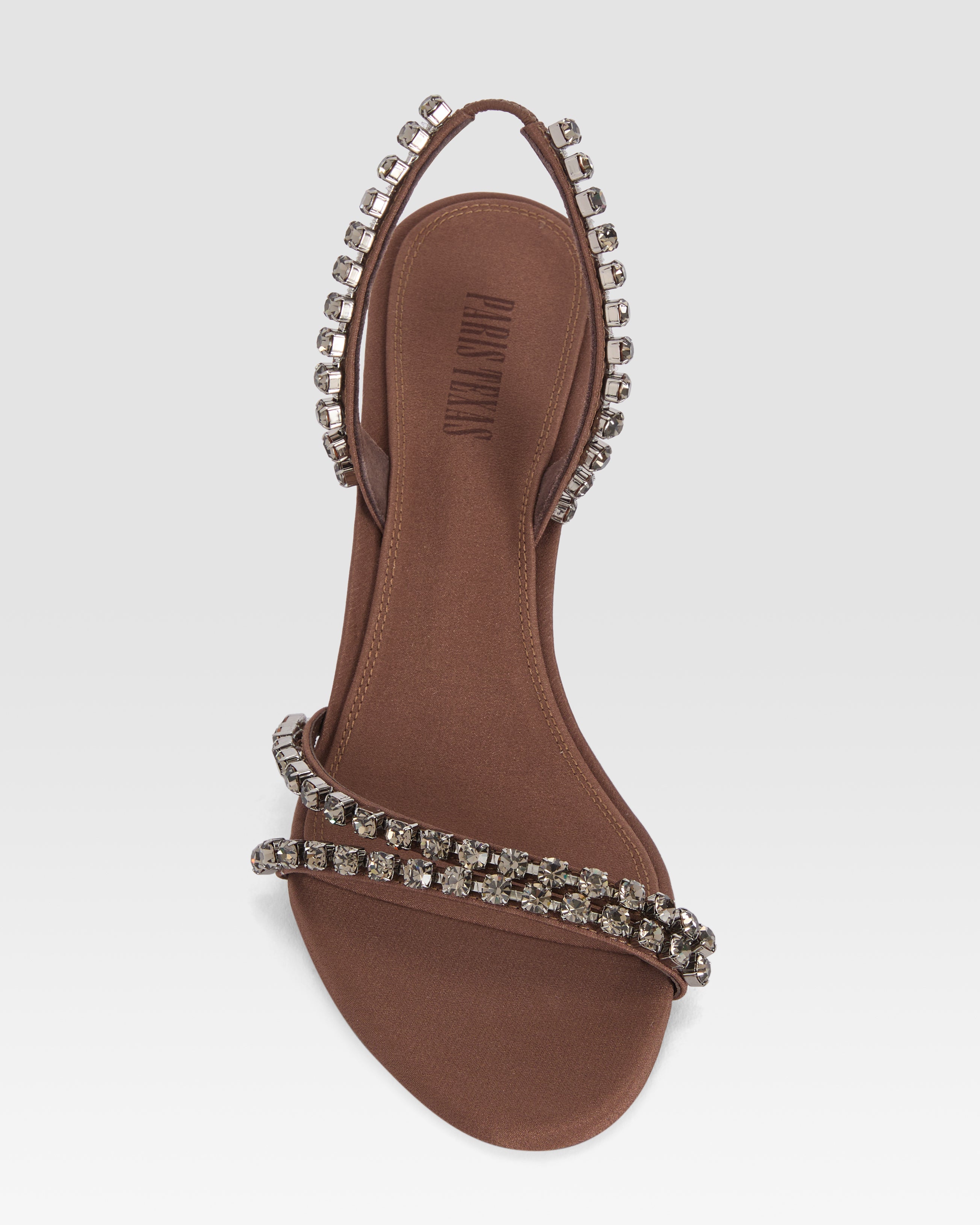 Slingback sandals in travertine crepe satin with stud detailing