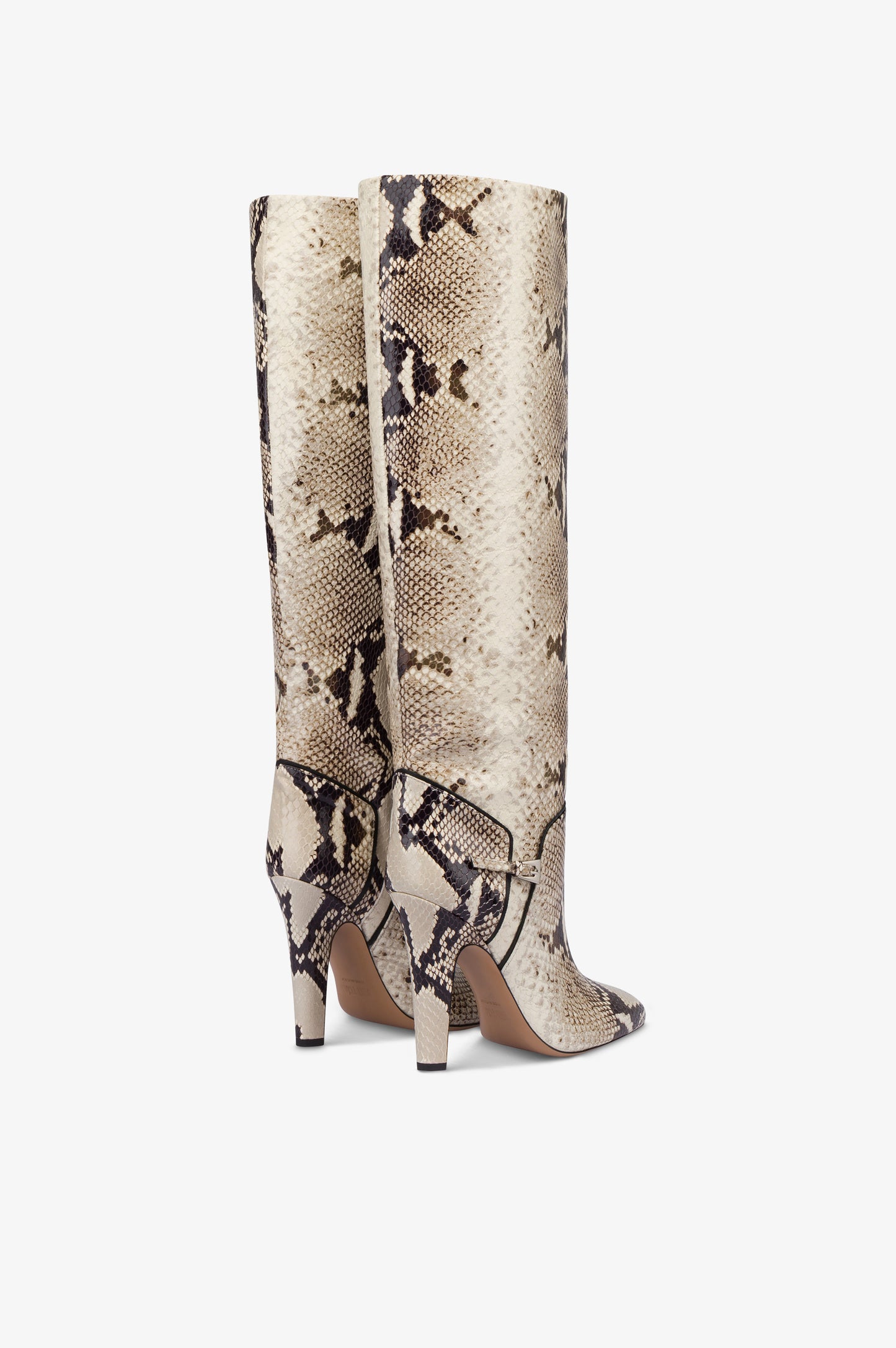Stiefel aus naturfarbenem, bedrucktem Pythonleder.