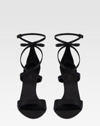 Ankle-strap sandals in black satin