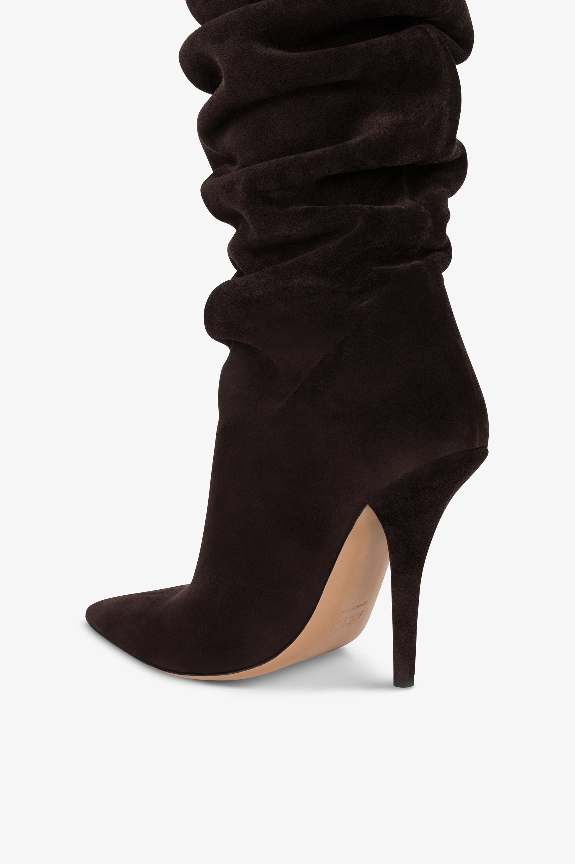 Over-the-knee boots in ebony suede leather.