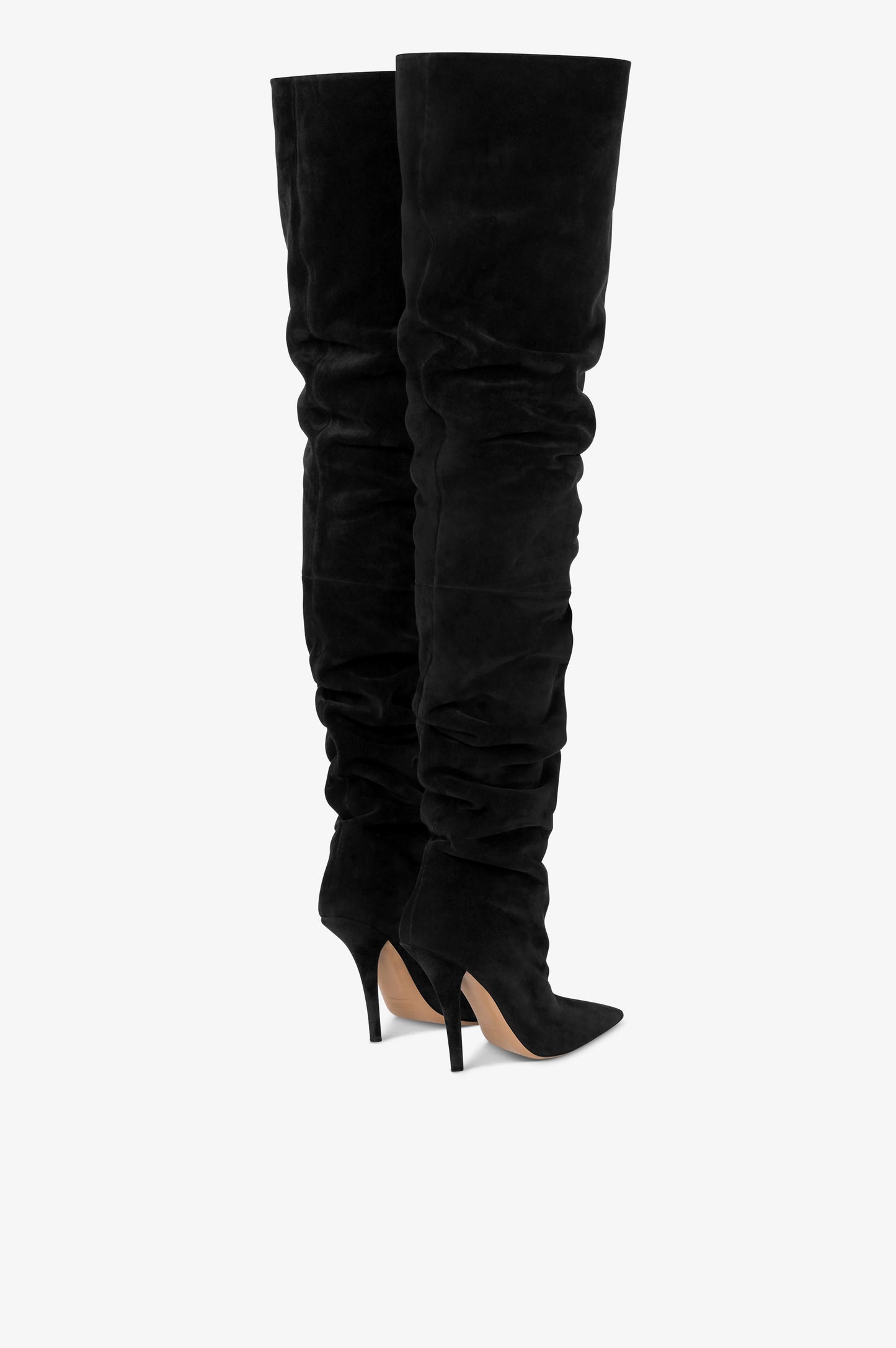 Over-the-knee boots in black suede leather.