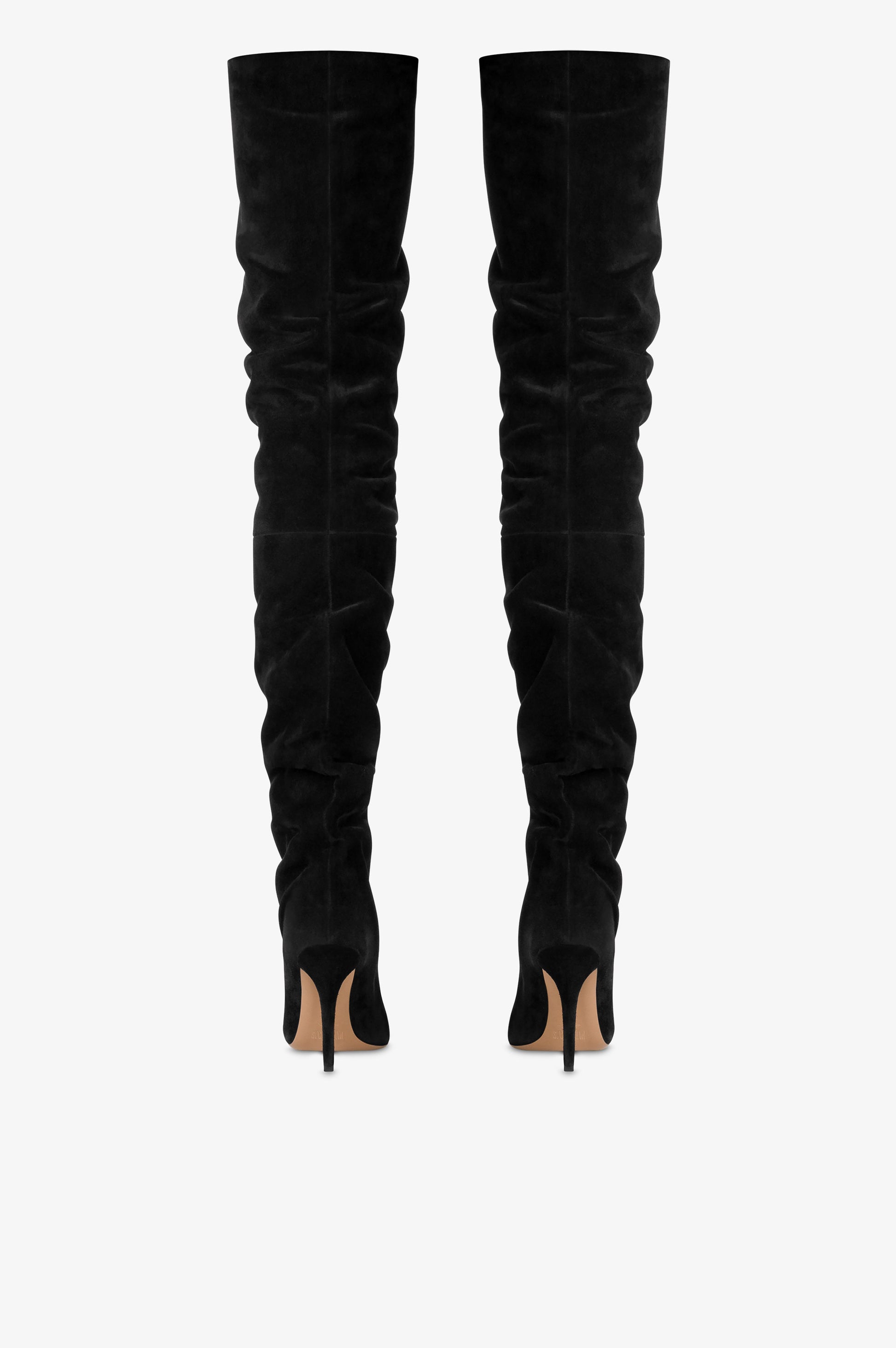 Over-the-knee boots in black suede leather.