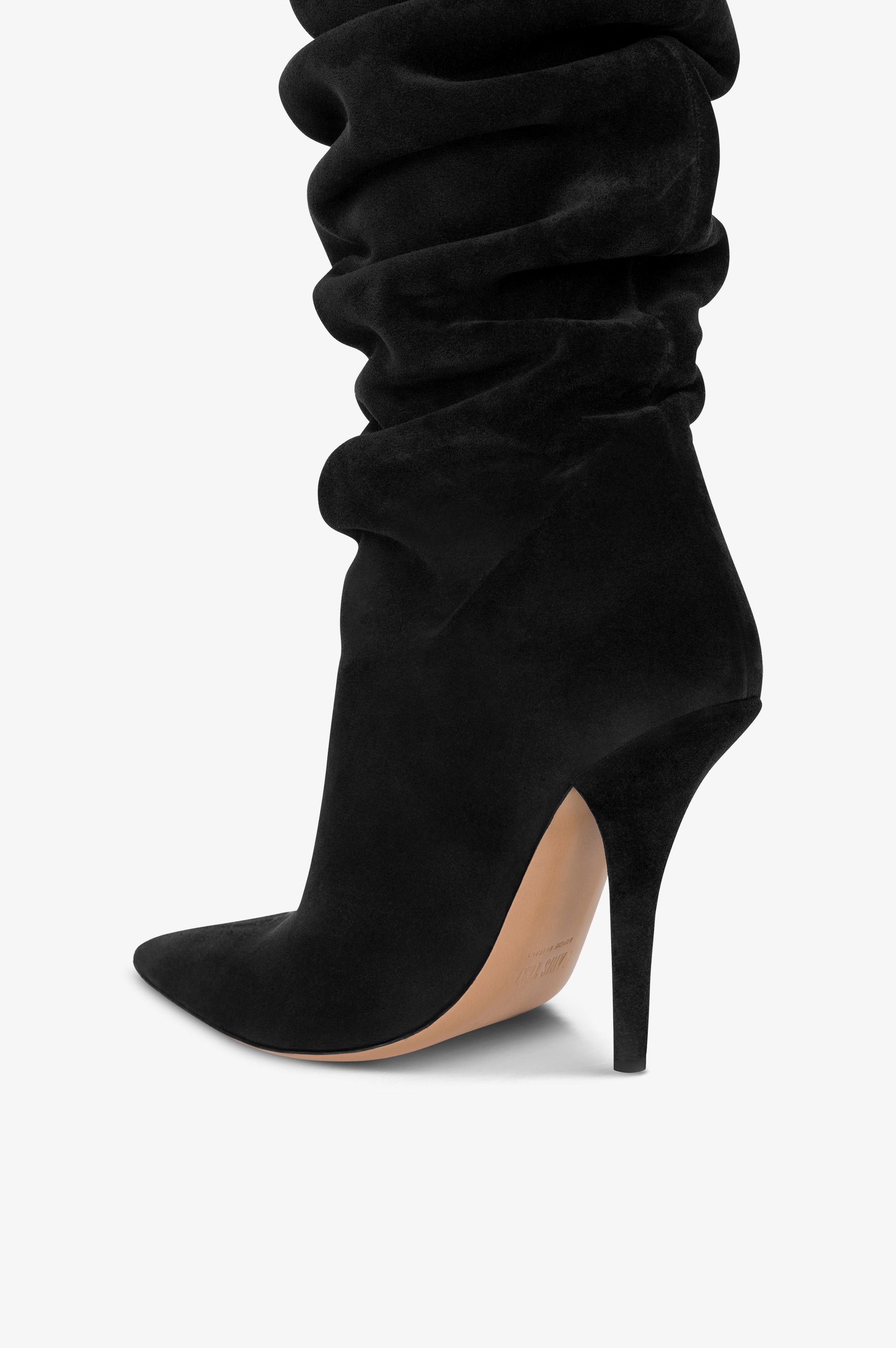 Over-the-knee boots in black suede leather.