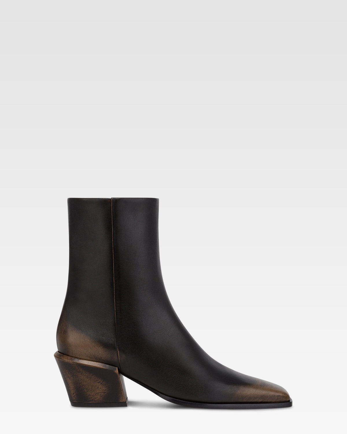 Brushed leather ankle boot
