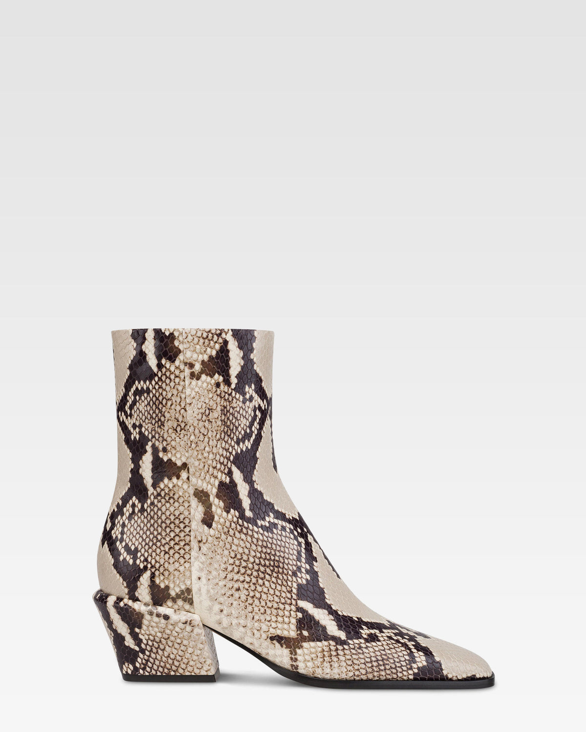 Python-print leather ankle boot