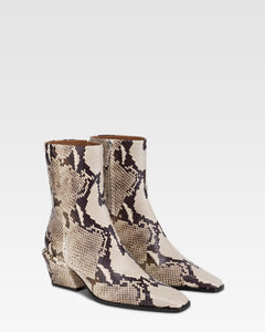 Python-print leather ankle boot