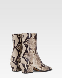 Python-print leather ankle boot