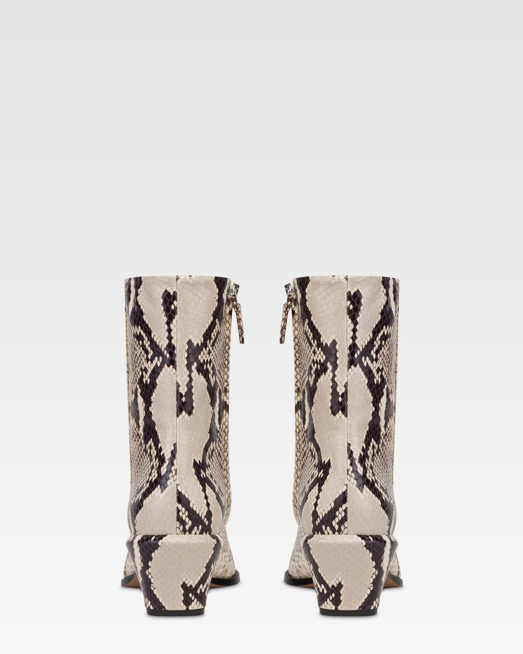 Python-print leather ankle boot