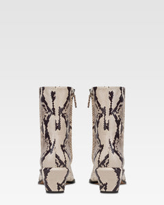 Python-print leather ankle boot