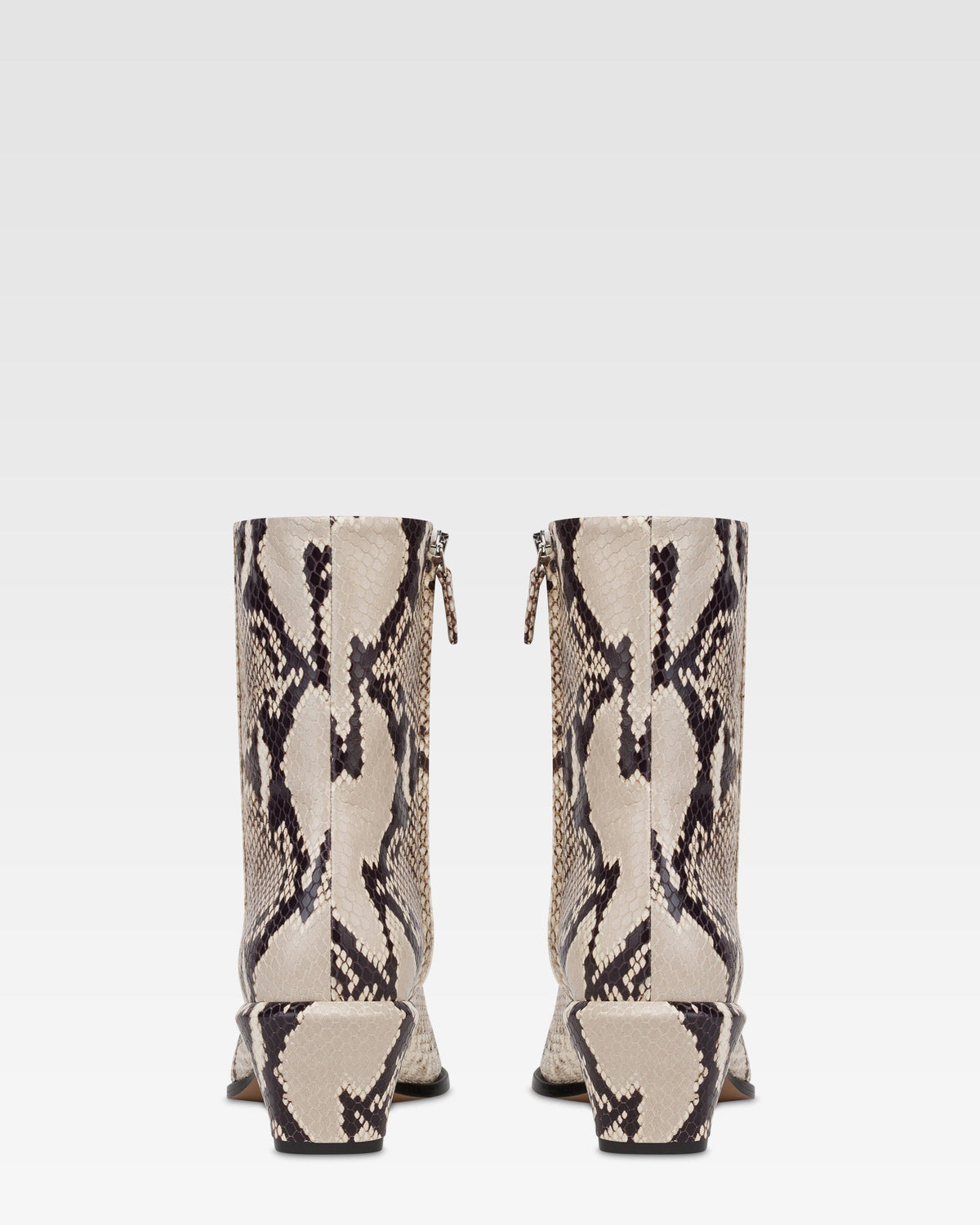 Python-print leather ankle boot
