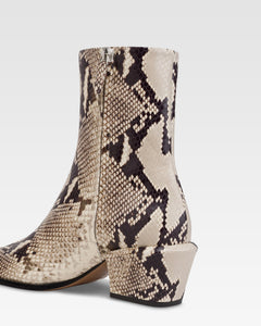 Python-print leather ankle boot