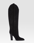 Bottes en cuir de veau suede noir