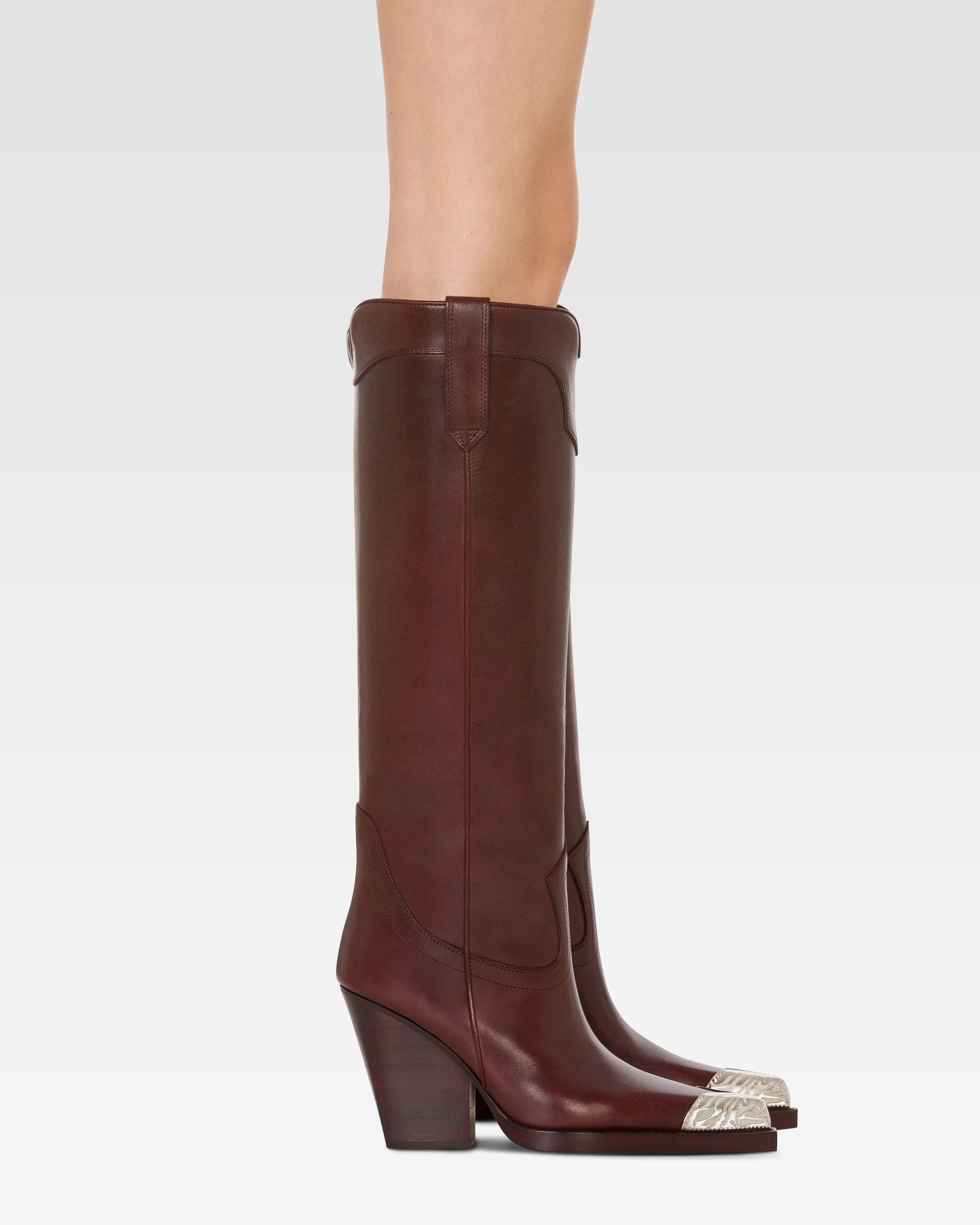 Texanische Stiefel aus Kalbsleder in Rouge Noir