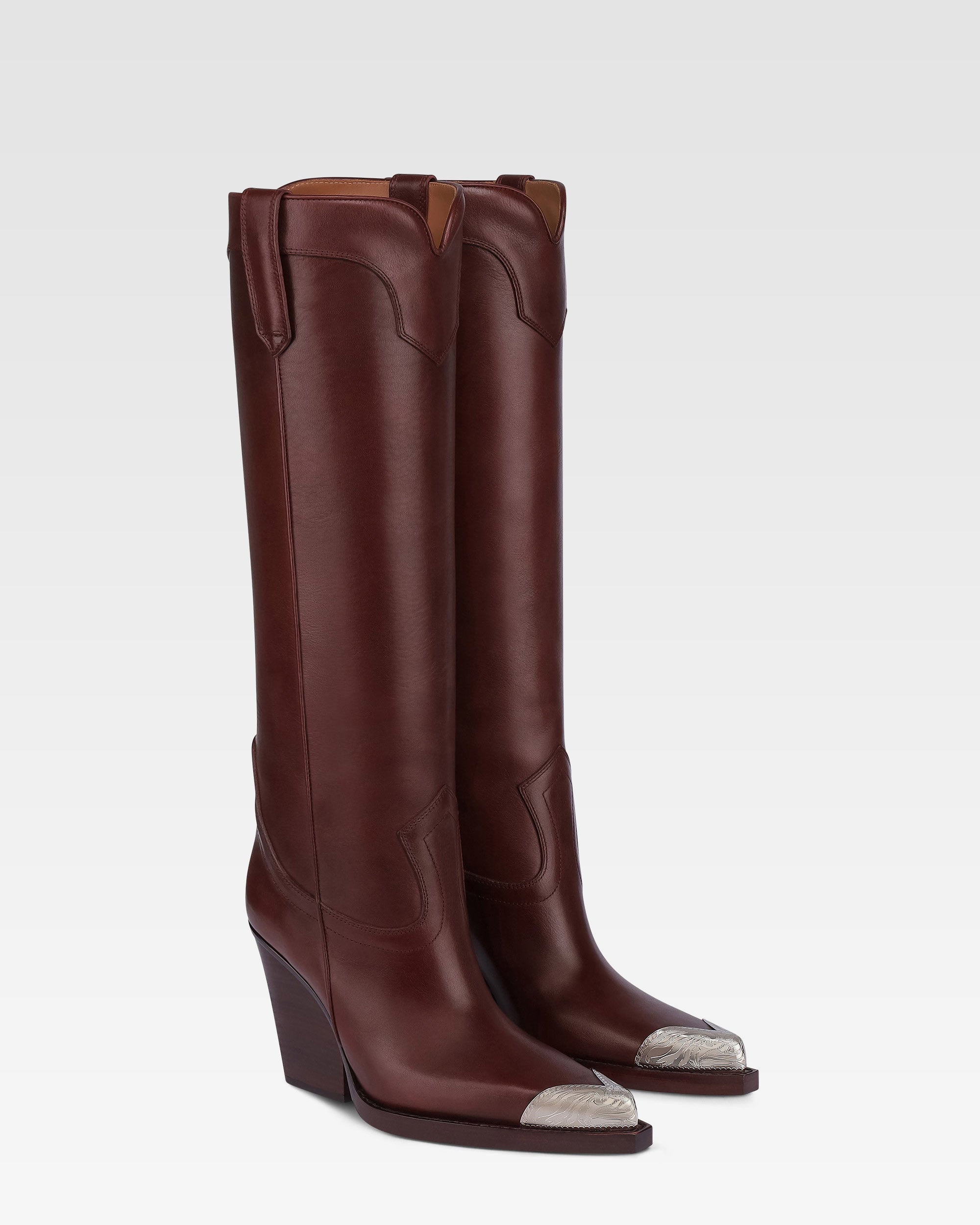 Texanische Stiefel aus Kalbsleder in Rouge Noir