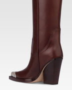 Botas texanas en piel de becerro color rouge noir