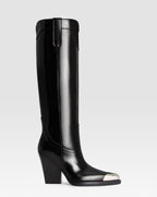 WESTERNSTIEFEL AUS GEBURSTETEM LEDER MIT METALLKAPPE