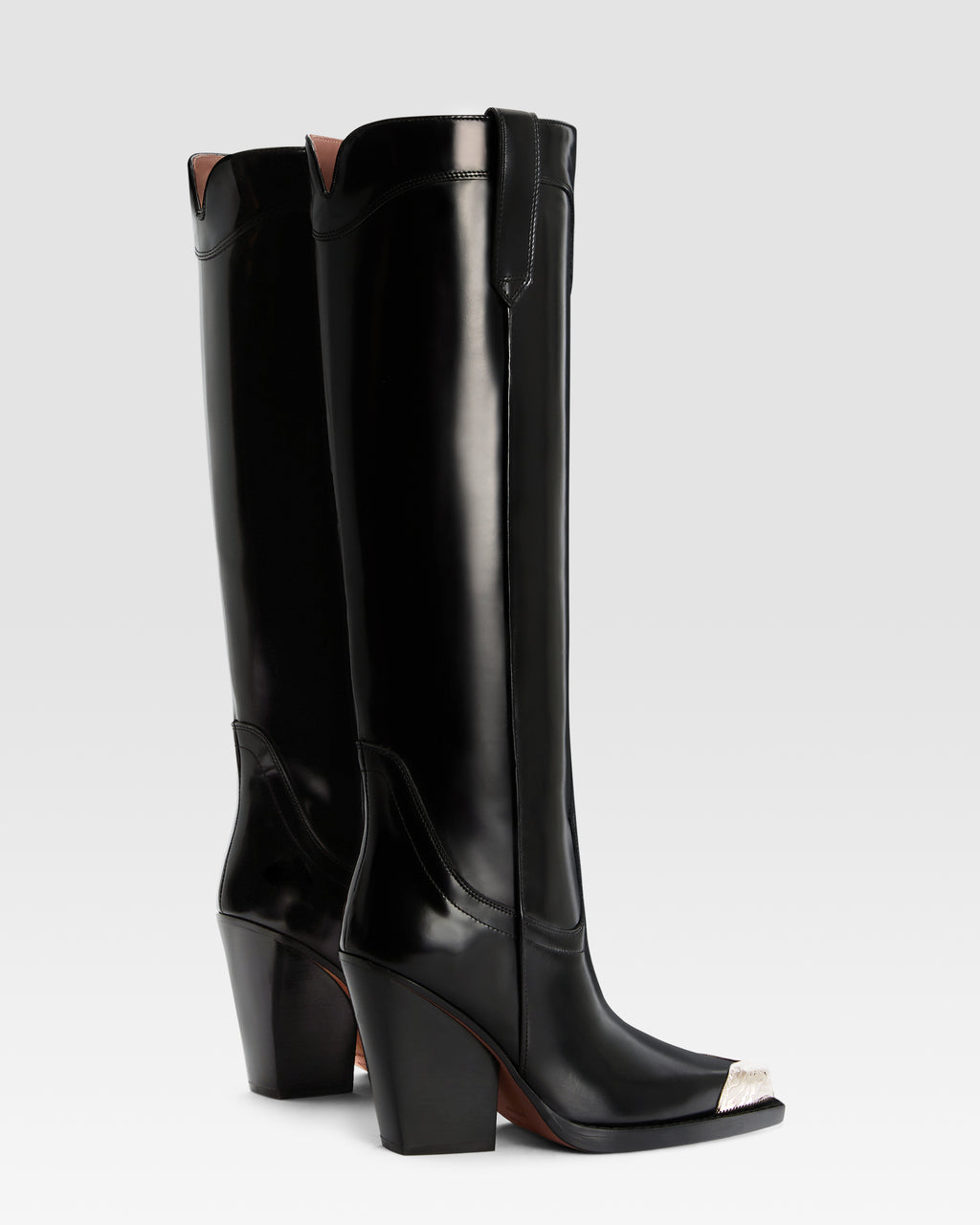 WESTERNSTIEFEL AUS GEBURSTETEM LEDER MIT METALLKAPPE
