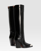 WESTERNSTIEFEL AUS GEBURSTETEM LEDER MIT METALLKAPPE