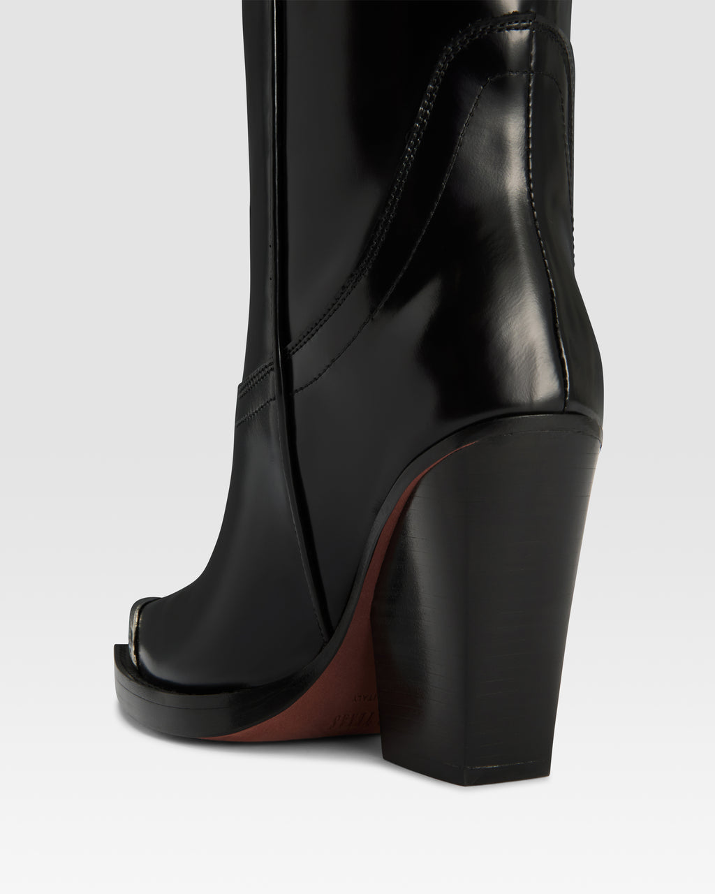 WESTERNSTIEFEL AUS GEBURSTETEM LEDER MIT METALLKAPPE