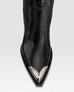 WESTERNSTIEFEL AUS GEBURSTETEM LEDER MIT METALLKAPPE