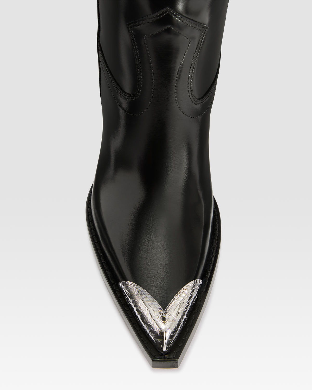 WESTERNSTIEFEL AUS GEBURSTETEM LEDER MIT METALLKAPPE