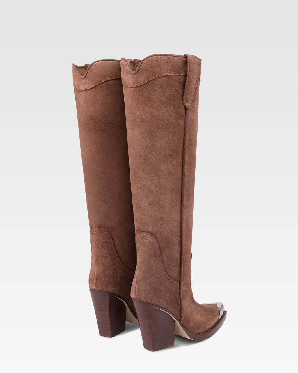 Botas texanas en ante de becerro marron oscuro