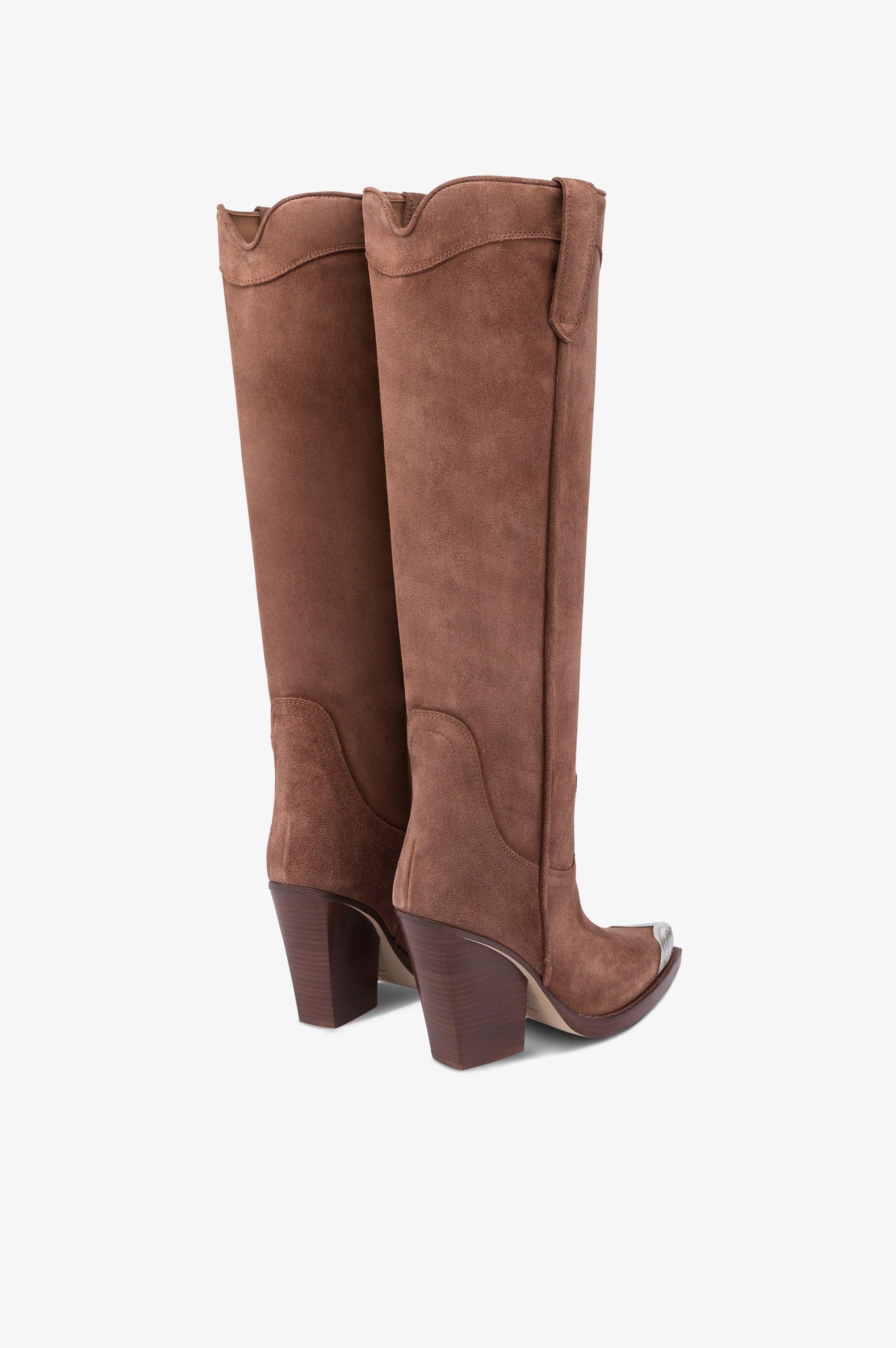 Botas texanas en ante de becerro marron oscuro