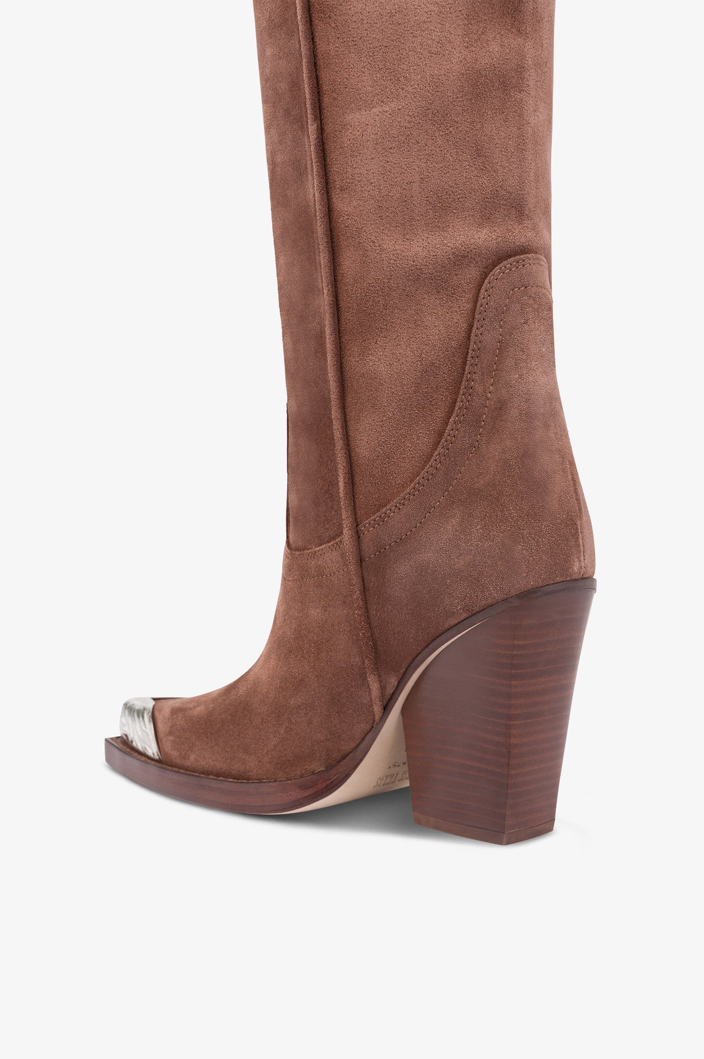 Botas texanas en ante de becerro marron oscuro