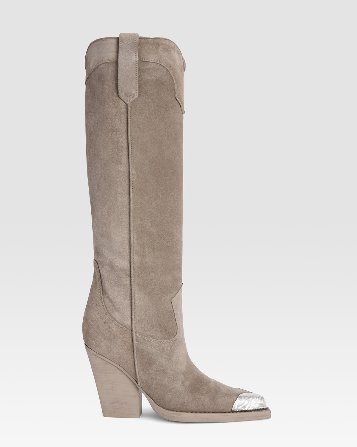 Suede Western boot with embellished toe