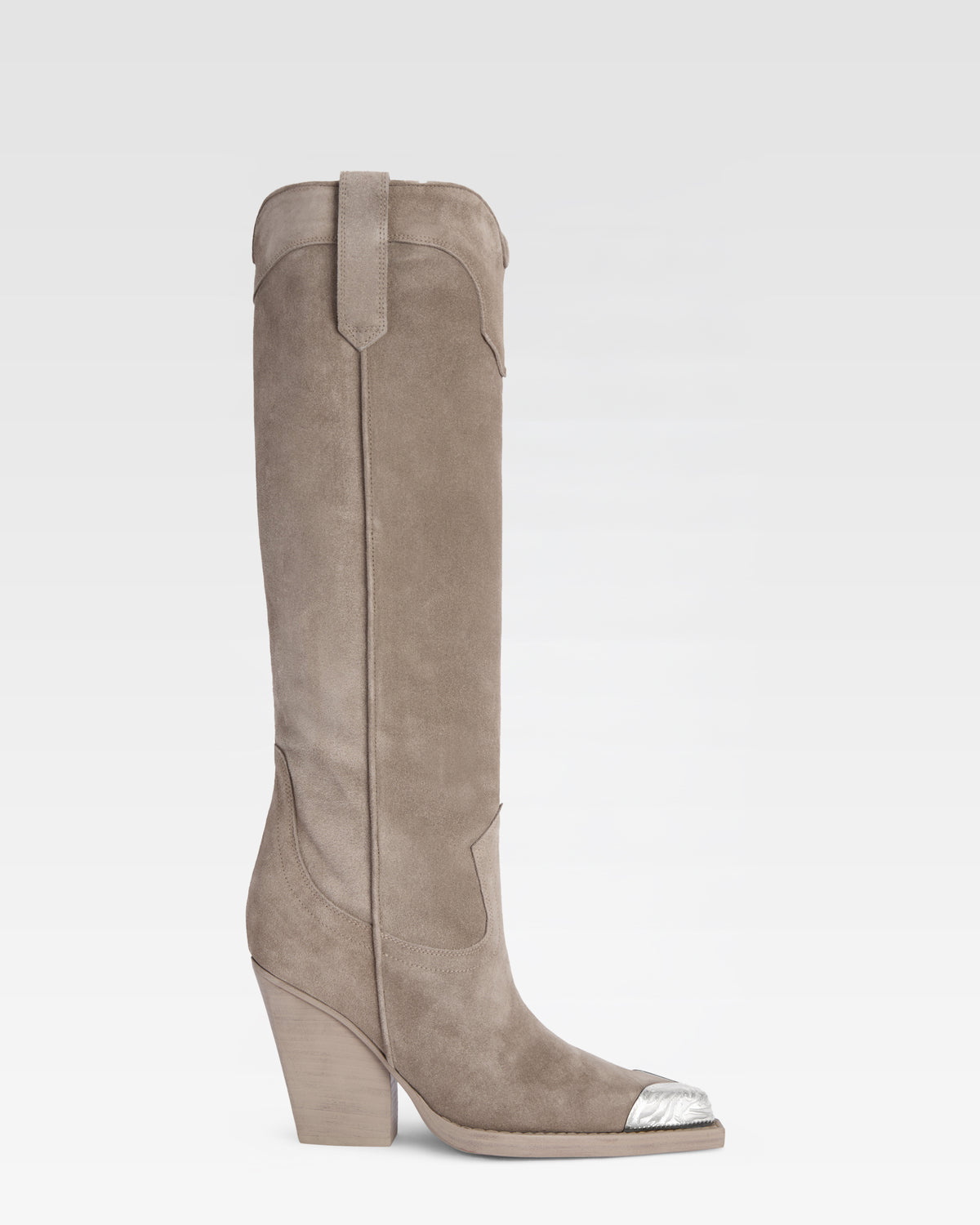Bota Western de ante con punta adornada