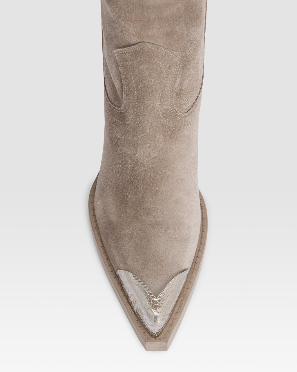 Texan boots in stone calf suede leather