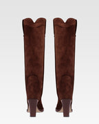 Bottes texanes en cuir suede de veau couleur acajou