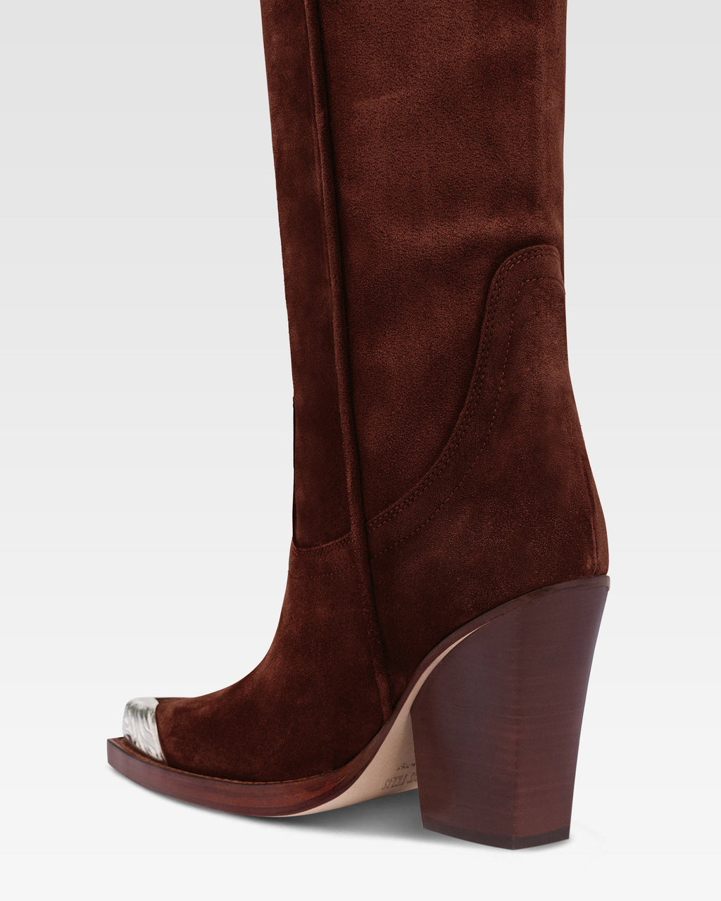 Bottes texanes en cuir suede de veau couleur acajou