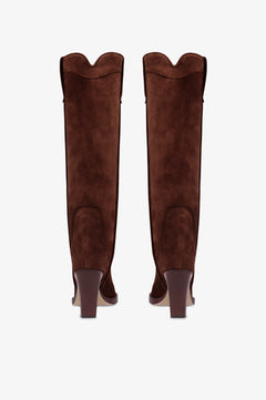 Botas texanas en ante de becerro color caoba