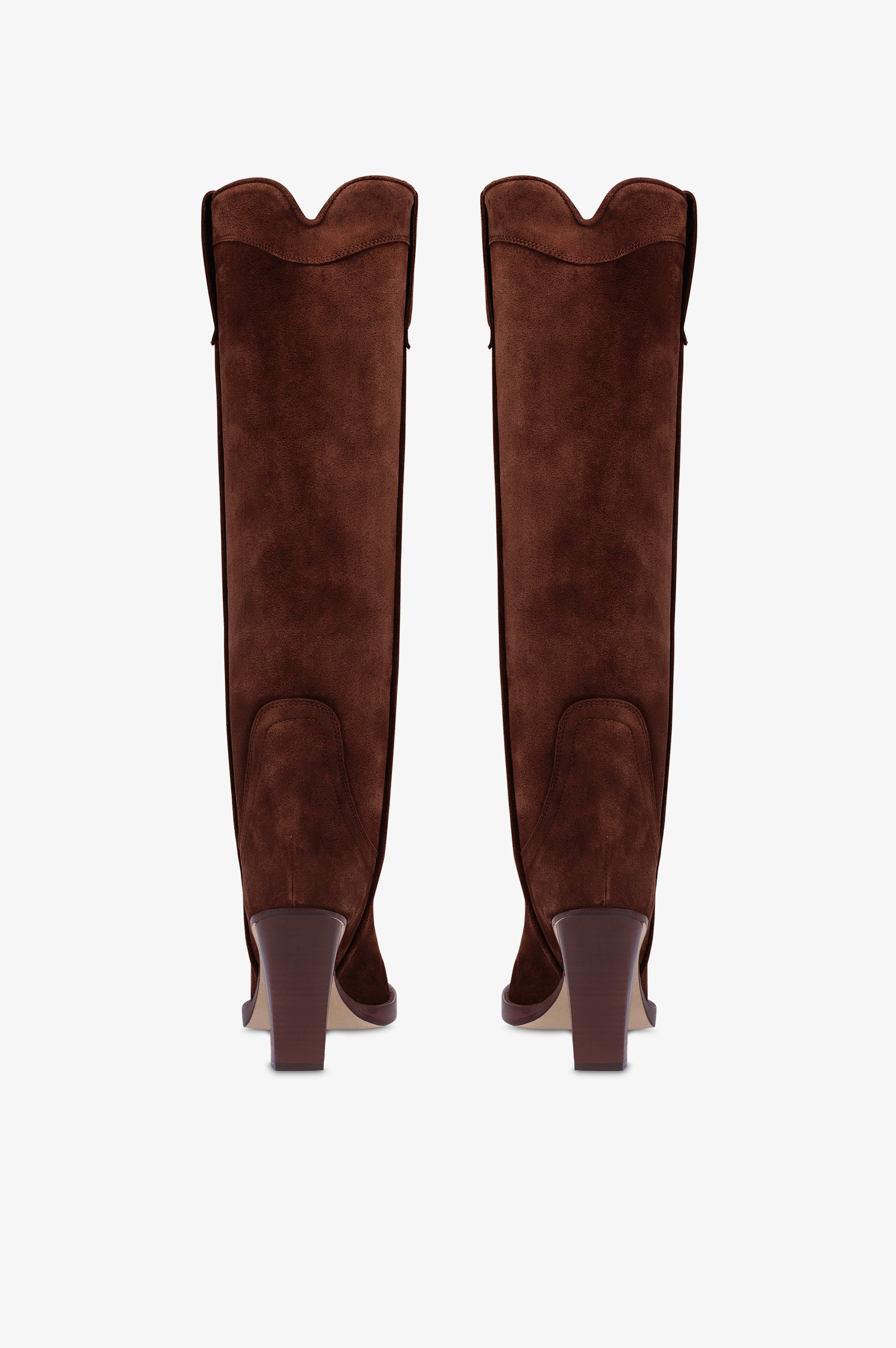 Botas texanas en ante de becerro color caoba