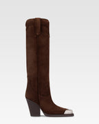 Botas texanas en ante de becerro color chocolate