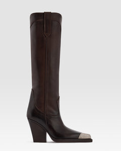 BOTA ESTILO WESTERN DE PIEL CON PUNTERA METALICA
