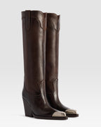 BOTA ESTILO WESTERN DE PIEL CON PUNTERA METALICA
